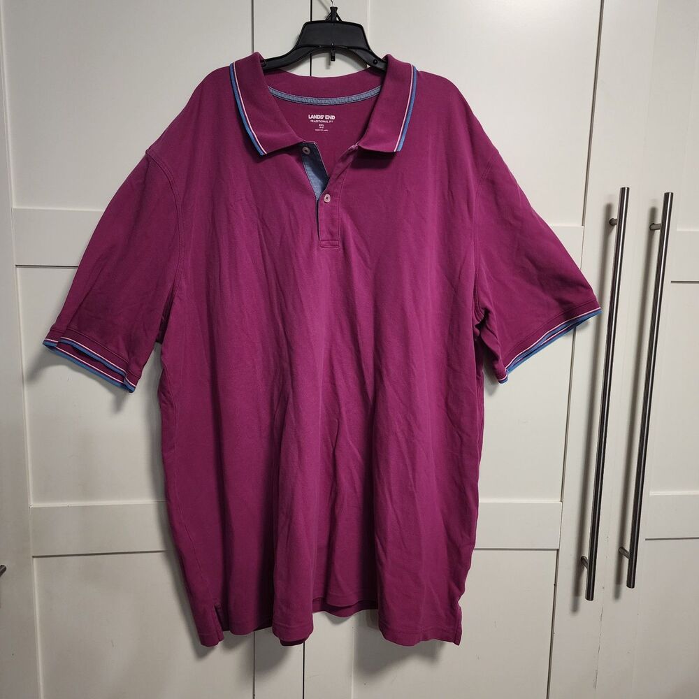 Lands End Men’s Traditional Fit Purple 2x Large Polo Shirt